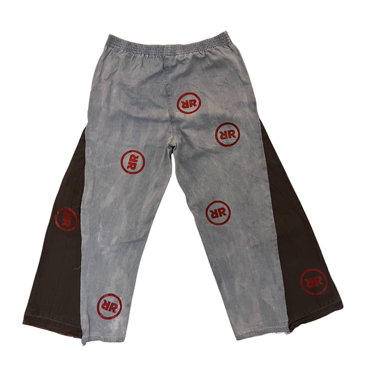 Upcycling Jeans-Hose - blau/grau-schwarz