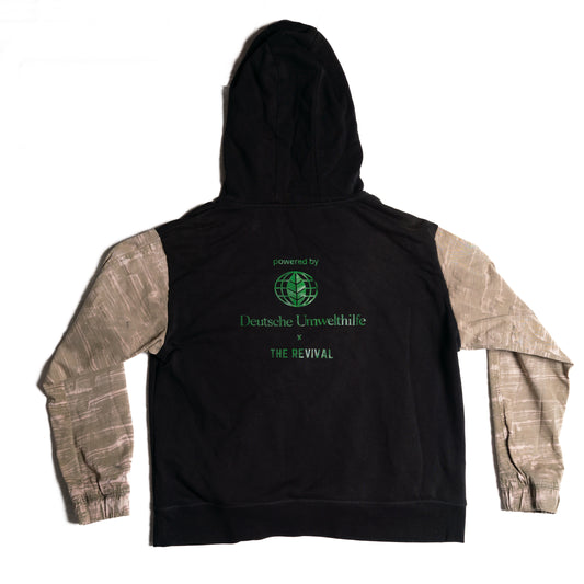Upcycled Two-Tone Hoodie – Schwarz & Sand