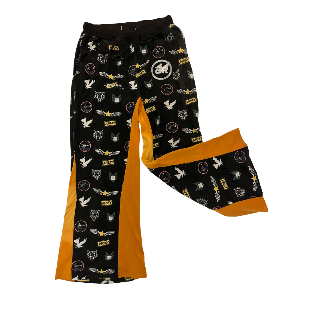 Upcycling Hose mit gelben Details