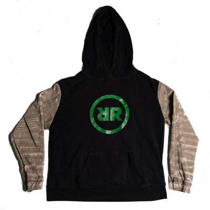 Upcycled Two-Tone Hoodie – Schwarz & Sand