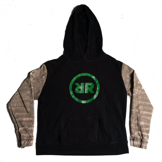 Upcycled Two-Tone Hoodie – Schwarz & Sand