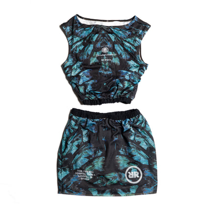 Upcycled Zweiteiler Crop-Top & Minirock