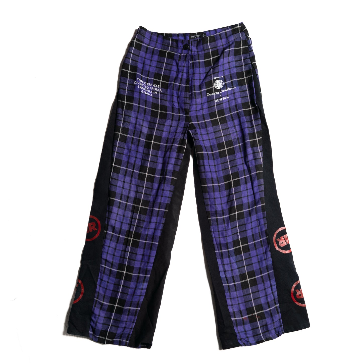 Upcycling Hose – Lila Schwarz Kariert