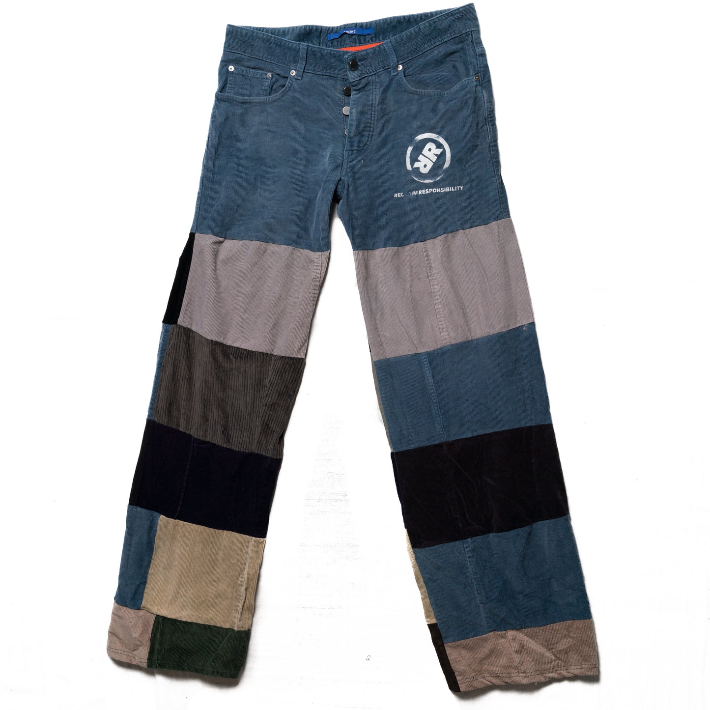 Upcycling-Patchwork-Hose Blau